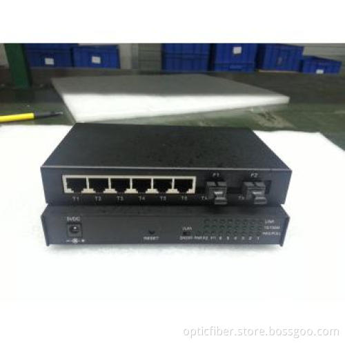 10/100Base 2 fibers 6 RJ45 Media Converter